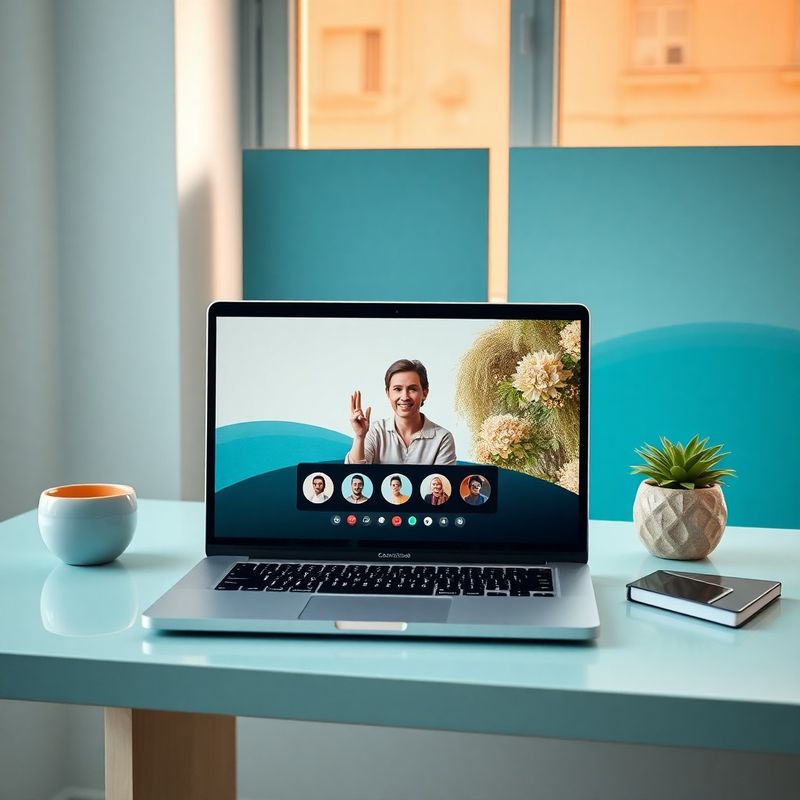 Coaching video poziv na laptopu u modernom radnom prostoru